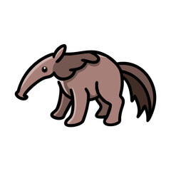 Cute cartoon anteater vector illustration graphic drawing animal wildlife art on transparent background