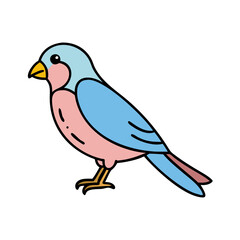 Fototapeta premium Cute cartoon bird illustration vector design for kids coloring and drawing art on transparent background