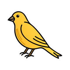 Illustration of a cute yellow canary bird vector drawing for design and art use on transparent background