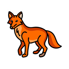Cartoon illustration of a cute orange fox standing wildlife animal drawing on transparent background