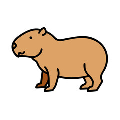Cute cartoon capybara illustration rodent south american animal drawing design on transparent background