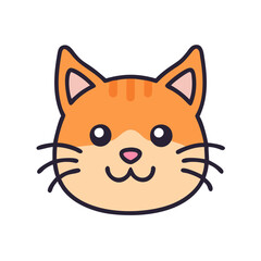 Cute orange tabby cat face vector illustration for graphic design projects on transparent background