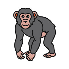 Illustration of a chimpanzee ape primate mammal drawing animal wildlife zoo on transparent background