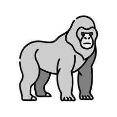 Illustration of a silverback gorilla primate mammal ape animal artwork design on transparent background