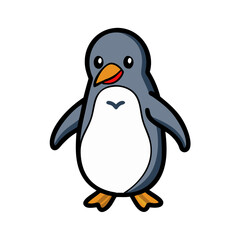 Cute cartoon penguin illustration vector drawing for kids and design projects on transparent background