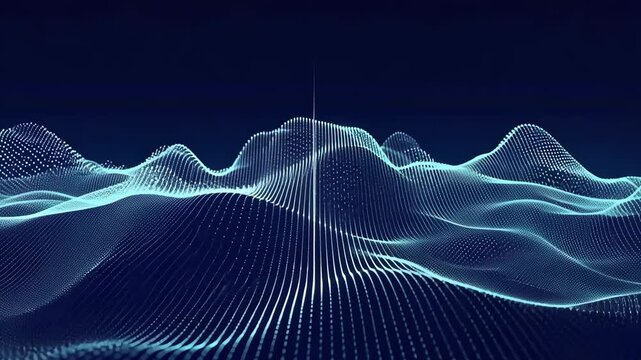 Explore a mesmerizing digital landscape filled with glowing dots and flowing lines representing an audio visualization journey Generative AI