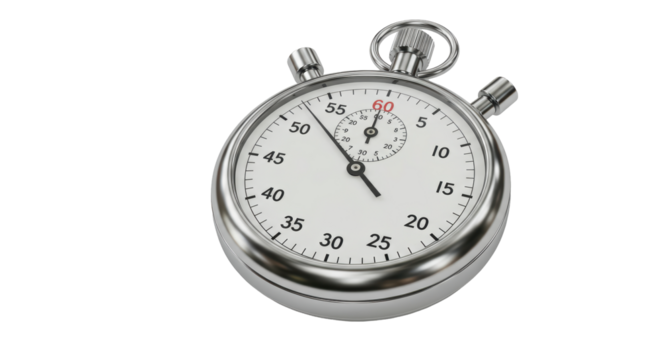 Isolated Classic Chrome Stopwatch for Timing - Powered by Adobe