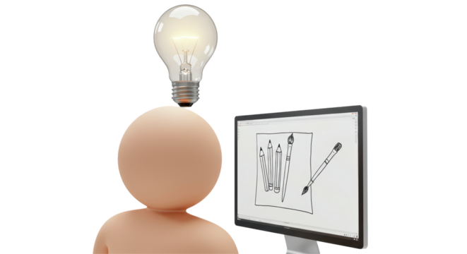 Isolated Creative Thinking with Light Bulb
