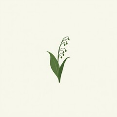 Fototapeta premium A minimalist design featuring a single stem of Lily of the Valley against a simple background