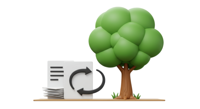 Isolated File Documents Recycle and Tree Environment Concept