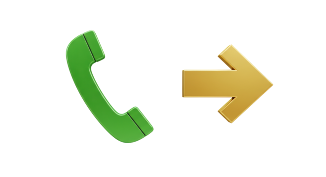 Isolated Green Telephone Receiver and Golden Arrow Communication