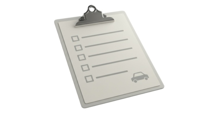 Isolated Clipboard with Car Checklist Vehicle Inspection