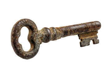 An old, rusty key isolated on a white background, png