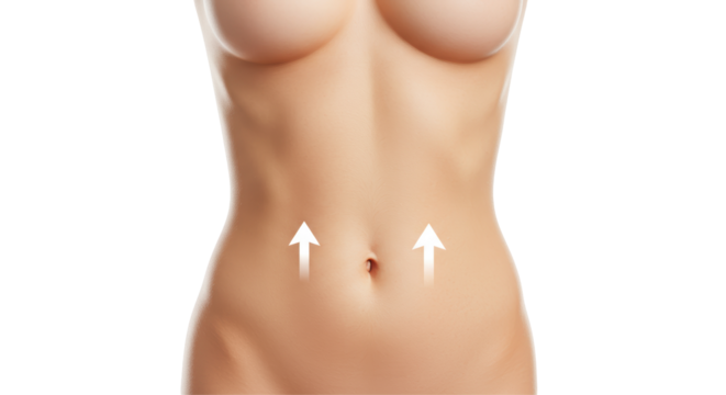 Isolated Abdomen with Arrows for Liposuction
