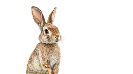 Brown Rabbit Isolated, Cute Pet Animal Portrait, cut out transparent
