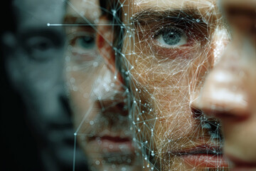 AI facial recognition software concept