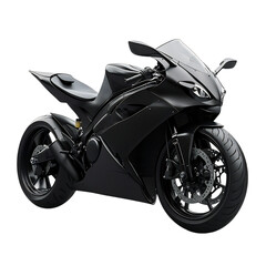 A Black Sports Motorcycle Yamaha R1 Zooming Isolated on Transparent Background