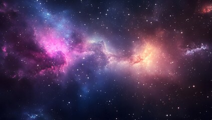 Naklejka premium Colorful nebula with stars in deep space cosmic background galaxy illustration.