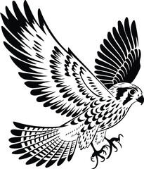 Kestrel Silhouette Set for Bird of Prey and Wildlife Designs Flying Kestrel Falcon Silhouettes for Nature and Hunting Projects