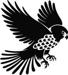 Kestrel Silhouette Set for Bird of Prey and Wildlife Designs Flying Kestrel Falcon Silhouettes for Nature and Hunting Projects