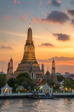 Wat Pura Kae and Wat Pura Si Sanpete Temples in Ayutthaya, Thailand, with ancient architecture, pagodas, and a river view at night