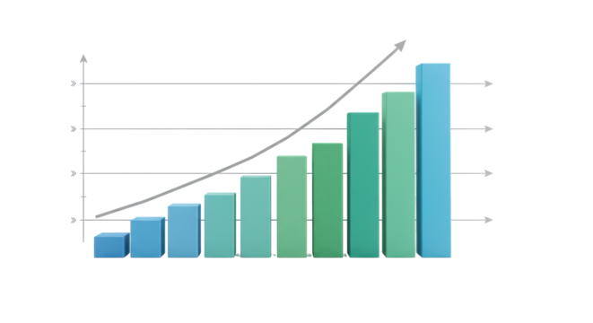 Isolated Bar Chart Displaying Increasing Growth and Success
