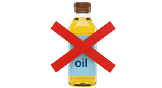 Isolated Oil Bottle with Red Cross Symbolizing Prohibition