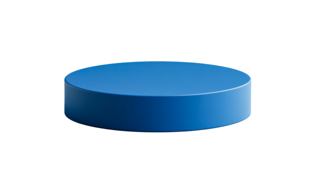 Blue cylindrical podium, minimalist display stand, cut out transparent