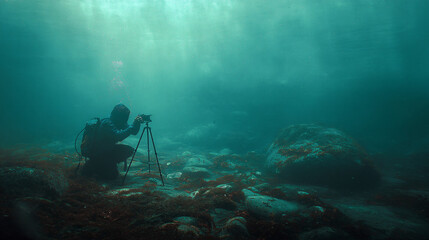 A photographer who captures images beneath the surface of the water, using unique tools and focusing on recording marine life and environments.  