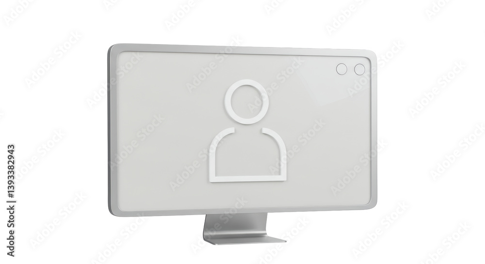Poster isolated computer screen displaying profile icon