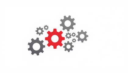 Interconnected gears symbolizing teamwork in minimalistic design, collaboration