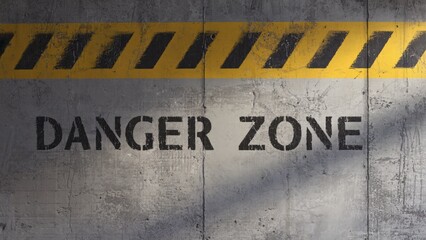 A warning sign with the phrase 'Danger Zone' on a concrete wall, perfect for use in construction or industrial settings