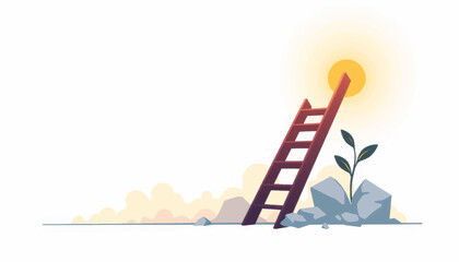 Geometric ladder symbolizing career growth against a bright background
