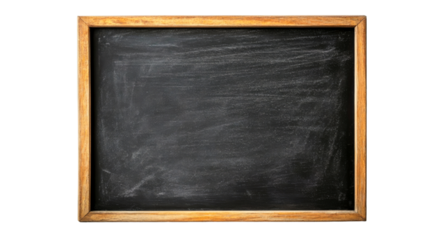 Vintage blackboard with wooden frame, cut out transparent