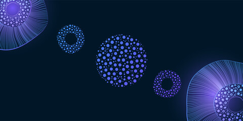 Abstract background, Patterns inspired by bioluminescence are reminiscent of ocean life. Ideal for environmental design, branding and creative campaigns. Vector illustration