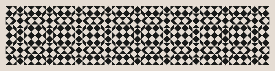 Fototapeta premium Seamless geometric square triangle pattern in black and white. Graphical illustration for a unique wall decor, textiles and interior design.