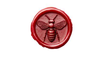 Wax seal with wasp imprint, elegant and detailed, cut out transparent