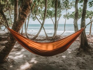 Relaxing hammock on a tropical beach