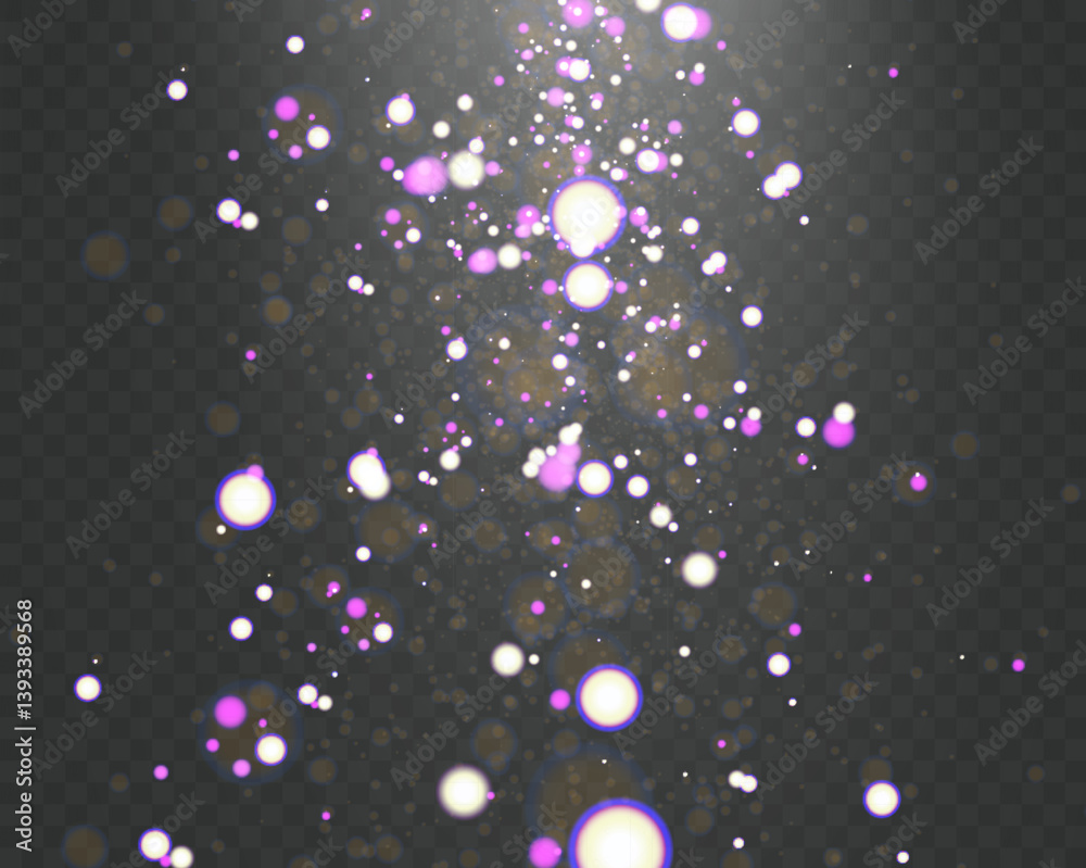 Poster abstract magical glowing bokeh lights on dark background with sparkles, soft blurry fantasy effect, 