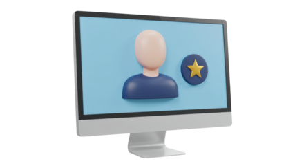 Isolated Computer Screen with User Profile and Star