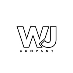 Letter W and J, WJ logo design template. Minimal monogram initial based logotype.