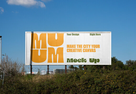 Mockup of Billboard against Blue Sky