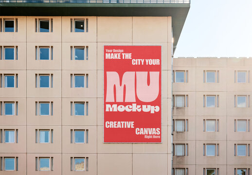 Large Canvas Mockup in building facade
