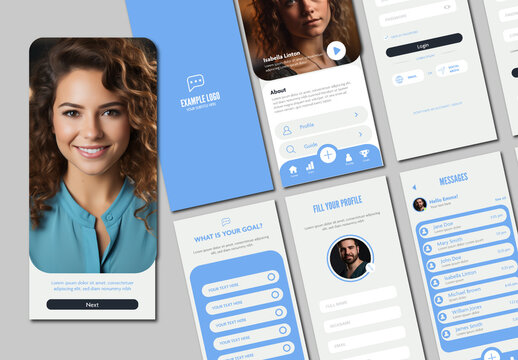 Blue And White Interactive Mobile UI Design Layout