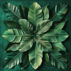 Obraz premium Lush Green Leaves Arranged in a Beautiful Symmetrical Pattern