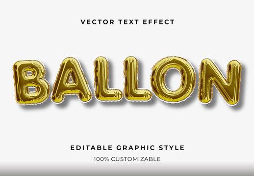 Golden Inflated Balloon Font Glossy Globe Text Effect