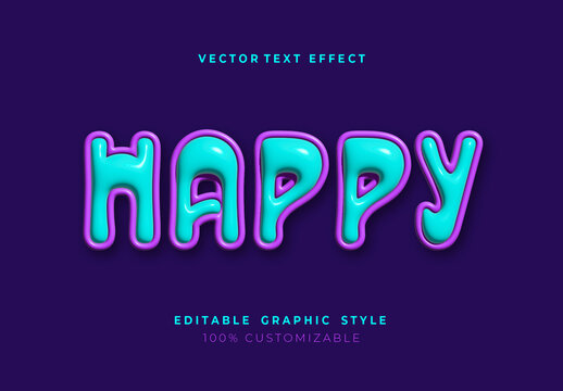 Blue And Pink Inflated Glossy Font Puffed Soft Text Effect