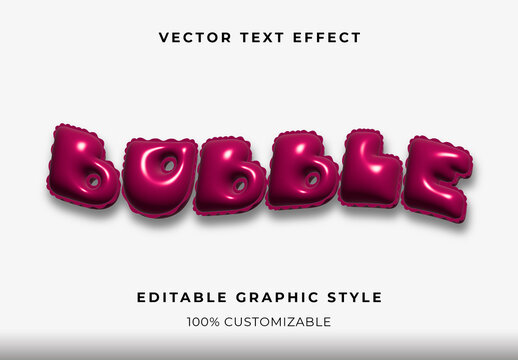 Maroon Bubble Glossy Font Plump Inflated Shiny Text Effect