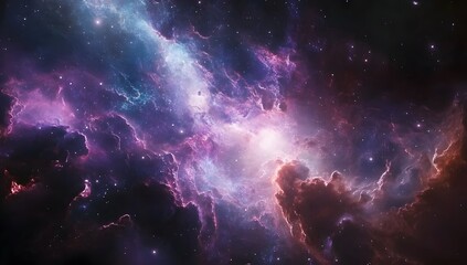 Naklejka premium Colorful nebula cosmic dust clouds and gas in deep space abstract background.