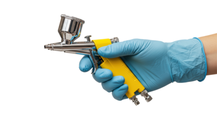 Isolated Hand Holding Airbrush Tool Spray Painting